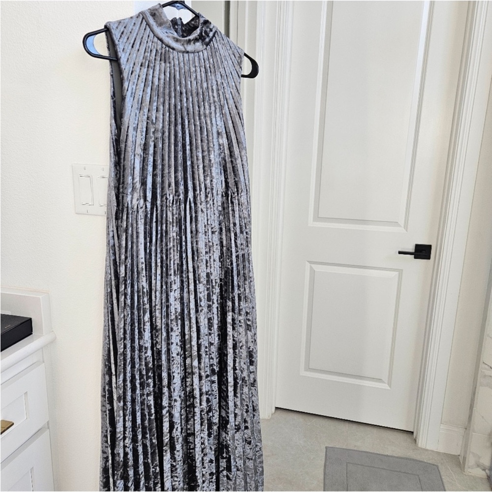 Halston Heritage Metallic Velvet Maxi Dress - Picture 2 of 5